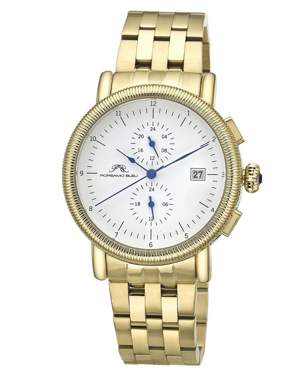Porsamo Bleu Men's Valor Multifunction Stainless Steel Two Tone Watch 44 mm