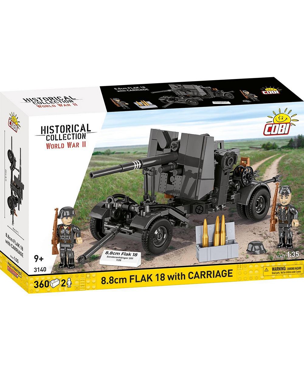 Историческая коллекция COBI WWII 8.8 см Flak 18 с тележкой, набор для строительства из 360 деталей, возраст 9+