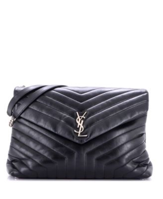 Б/у большая сумка Saint Laurent Loulou Shoulder Bag из стеганой кожи с узором «шеврон»
