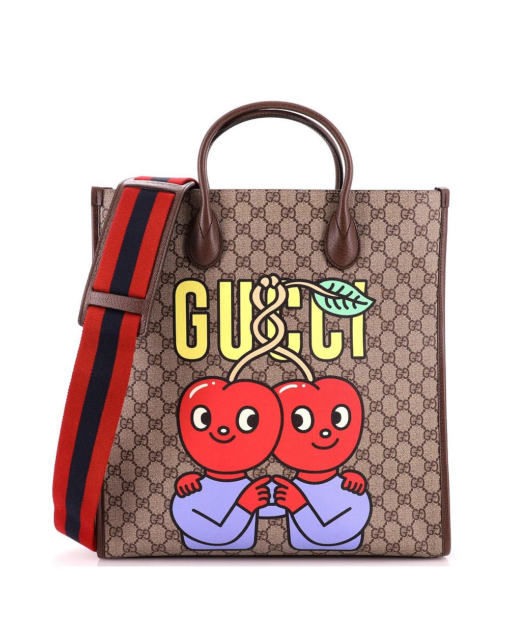 Б/у большая сумка-тоут Gucci Large Interlocking G Patch из печатного лакированного канваса GG с возможностью трансформации