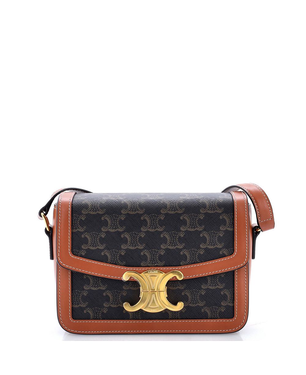 Б/у сумка Celine Teen Triomphe Shoulder Bag из лакированного канваса с тиснением Triomphe