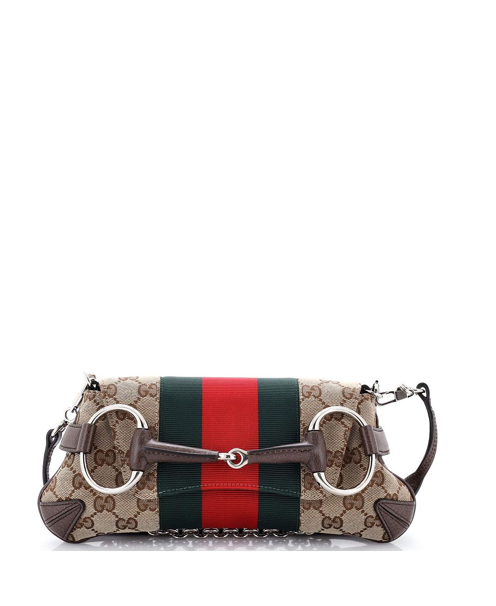 Б/у клатч gucci small horsebit nm web chain из ткани gg canvas