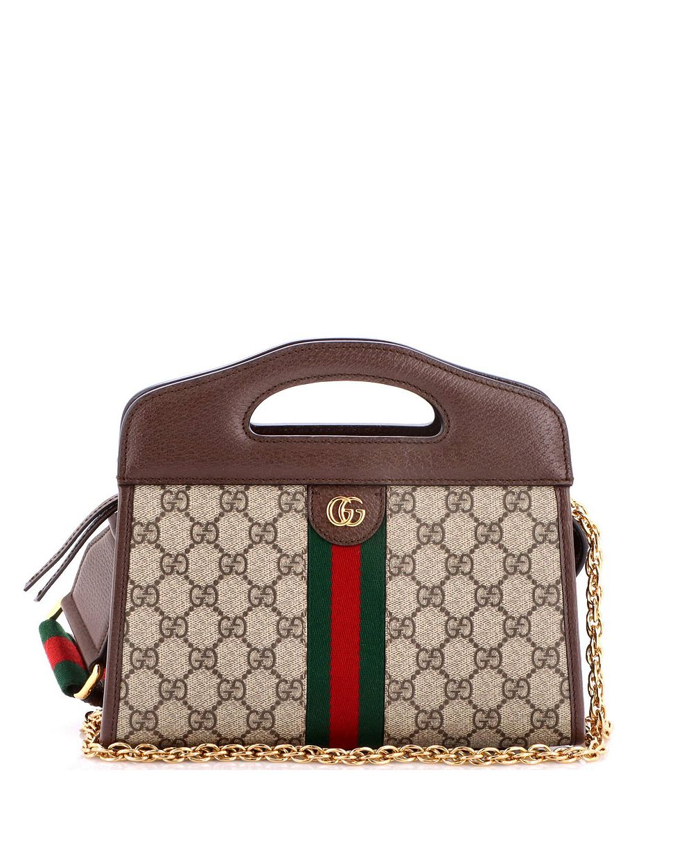Pre-Owned Gucci Small Ophidia Cut Out Handle Bag GG Coated Canvas with Leather