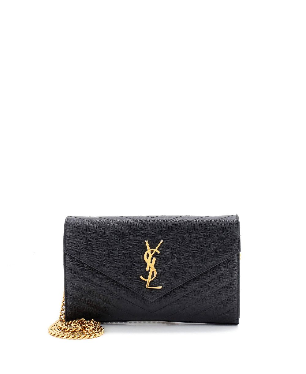 Pre-Owned Saint Laurent средний классический кошелёк на цепи Matelasse Chevron из кожи с монограммой