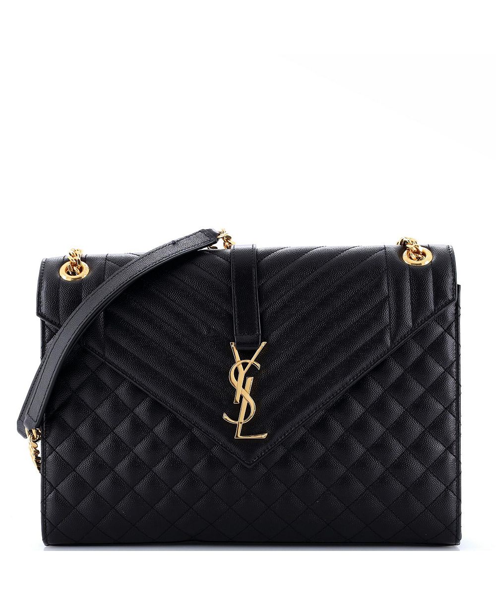 Б/у большая сумка-конверт Saint Laurent Classic Monogram с комбинированной стеганой кожей