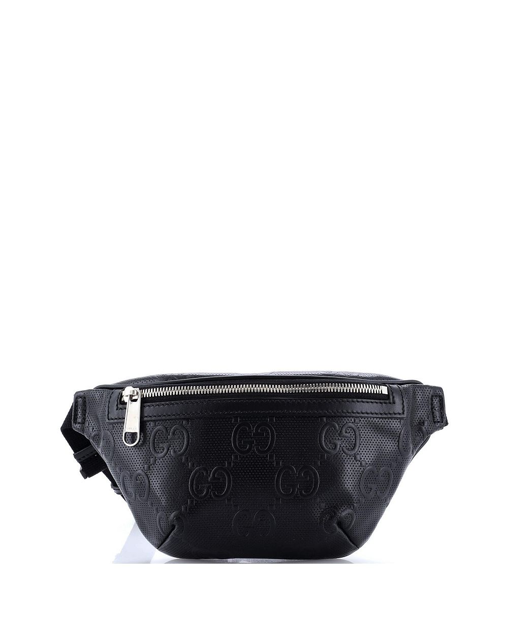 Pre-Owned Gucci Маленькая поясная сумка из перфорированной кожи с тиснением GG