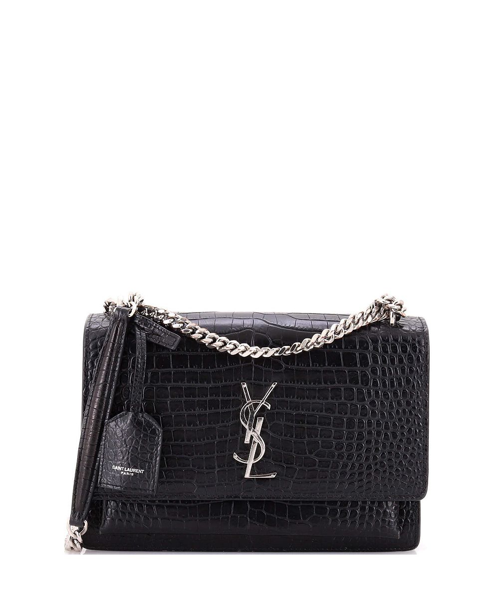 Pre-Owned Saint Laurent Medium Sunset Crossbody Bag Embossed Leather