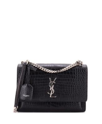 Pre-Owned Saint Laurent Medium Sunset Crossbody Bag Embossed Leather