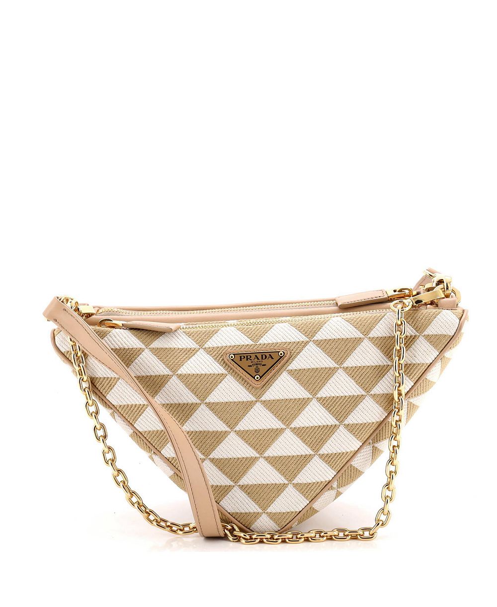 Pre-Owned Prada мини-сумка Double Symbole Triangle, кожа и жаккард