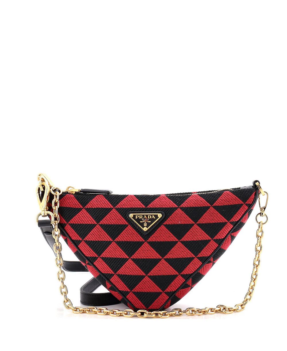 Pre-Owned Prada мини-сумка Symbole треугольной формы из кожи и жаккарда