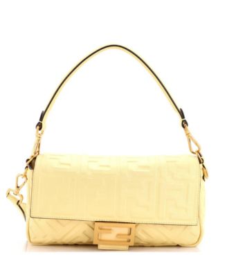 Б/у сумка Fendi Medium Baguette из кожи с тиснением Zucca