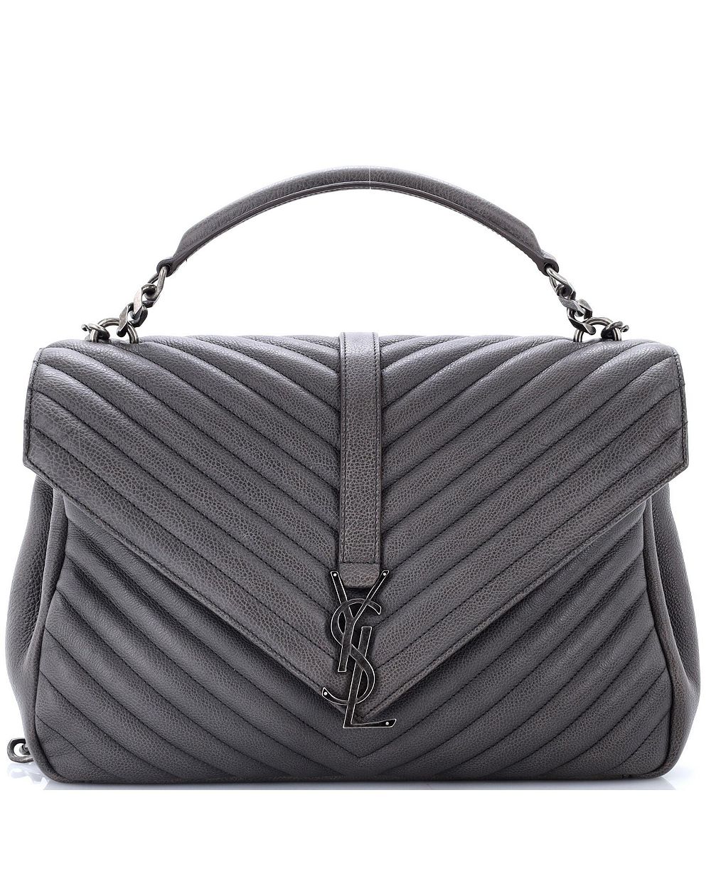 Б/у Saint Laurent большая классическая сумка College Bag Matelasse Chevron из кожи с монограммой
