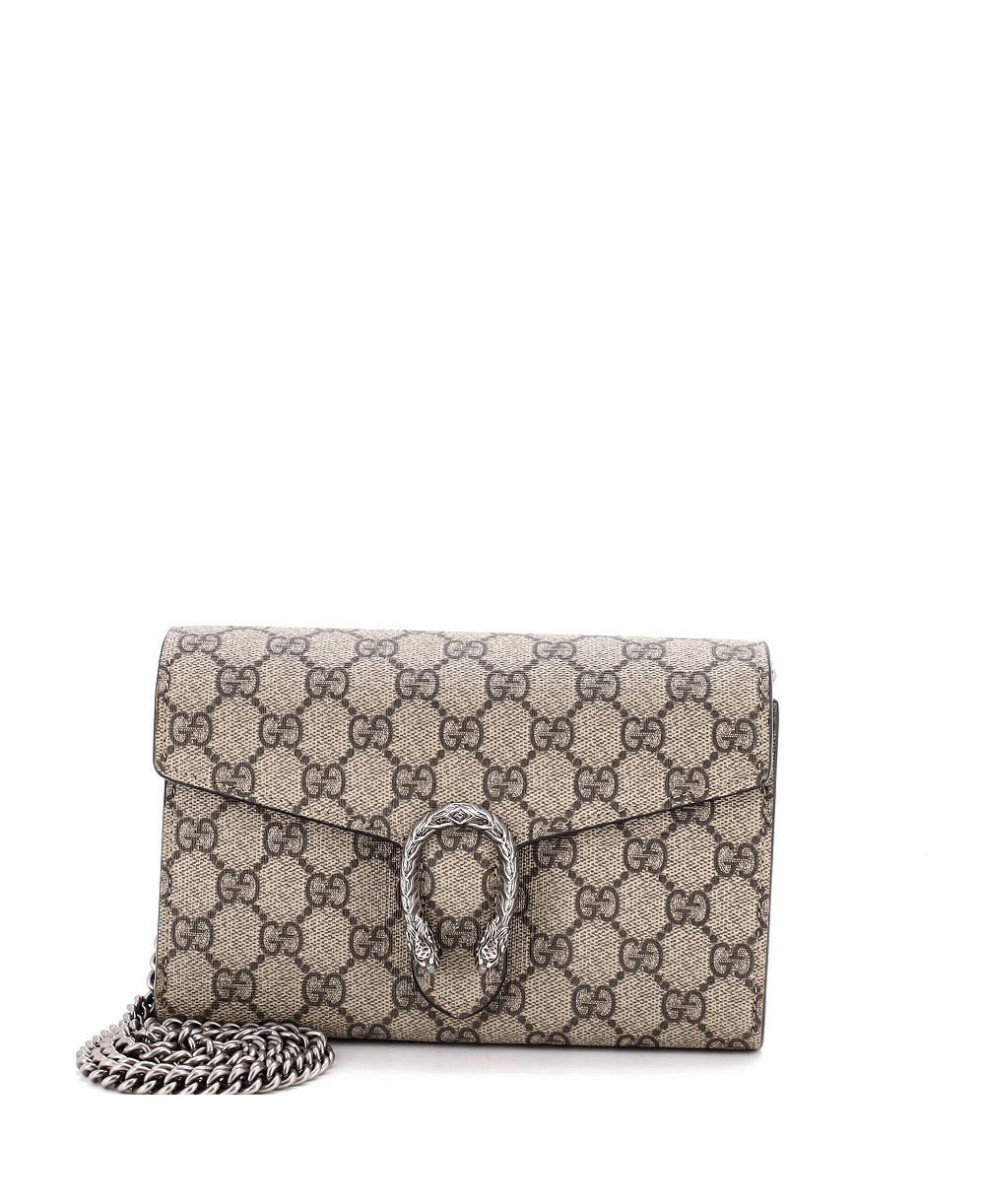 Б/у кошелек Gucci Small Dionysus с цепочкой из лакированной ткани GG