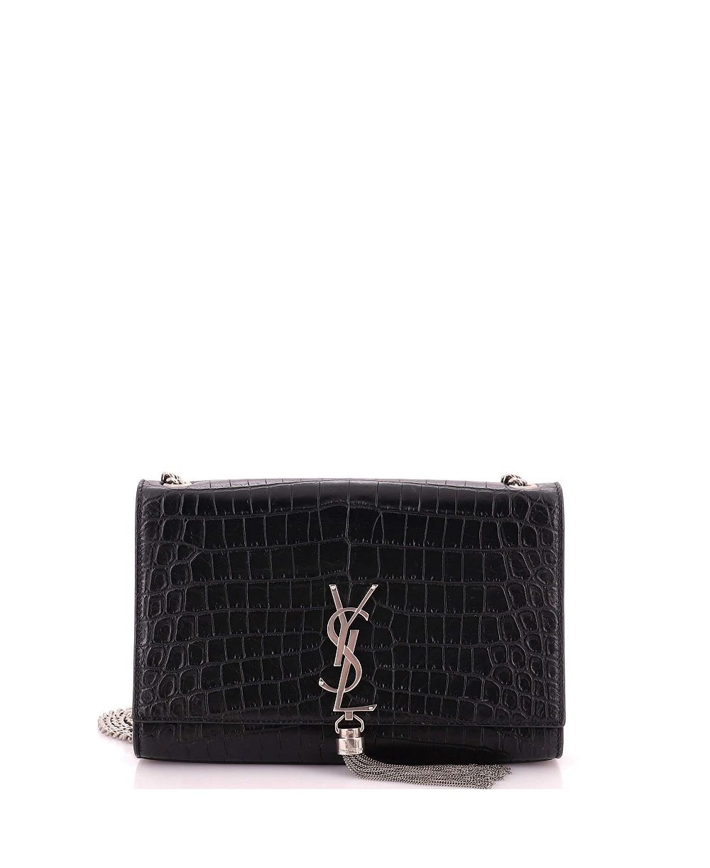 Pre-Owned Saint Laurent Классическая сумка-кроссбоди Medium с кисточкой и тиснением Monogram из кожи с тиснением