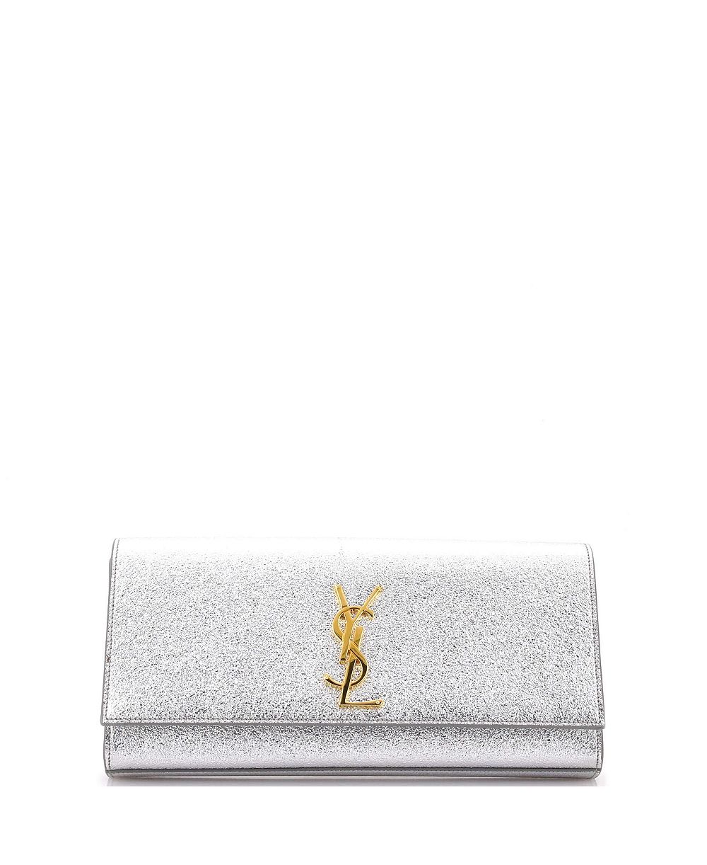 Pre-Owned Saint Laurent длинный классический клатч Monogram Metallic Calfskin