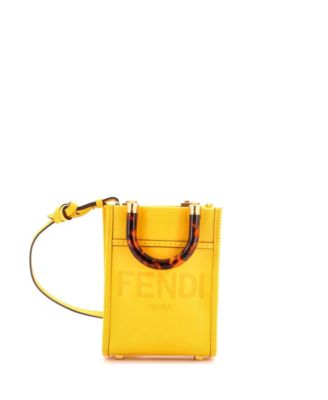 Б/у маленькая кожаная сумка-шоппер Fendi Mini Sunshine