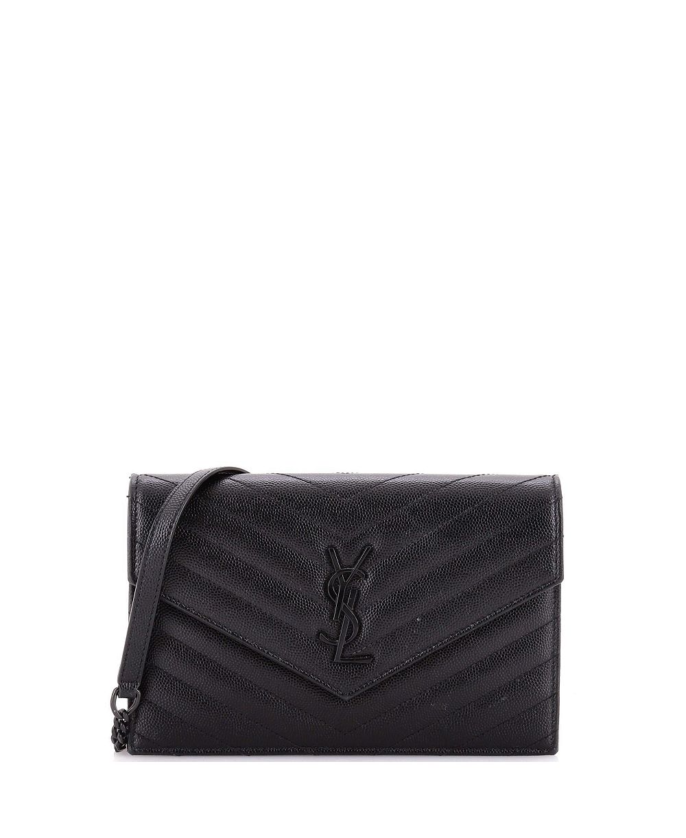 Б/у кошельк Saint Laurent Classic Monogram Wallet on Chain Matelasse Chevron из кожи