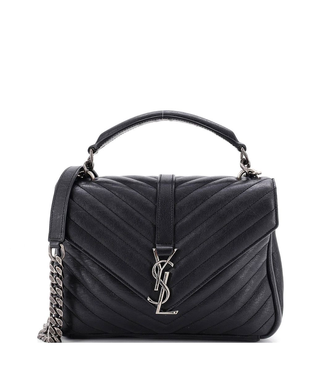 Б/у кожаная сумка-мессенджер Saint Laurent Medium Classic Monogram с стеганым рисунком Chevron