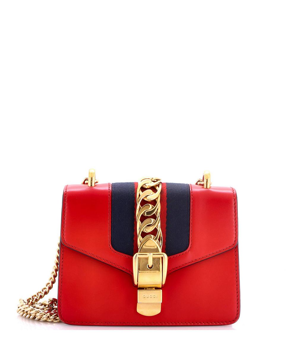 Pre-Owned Gucci Mini Sylvie Chain Shoulder Bag Leather