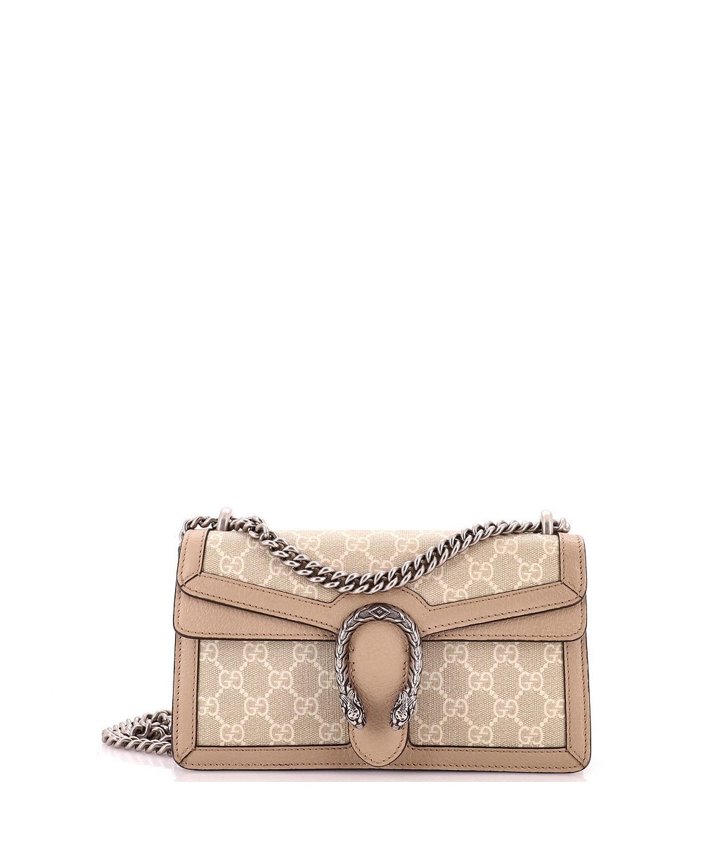 Б/у мини-сумка Gucci Small Dionysus из ткани GG Canvas с кожаной отделкой