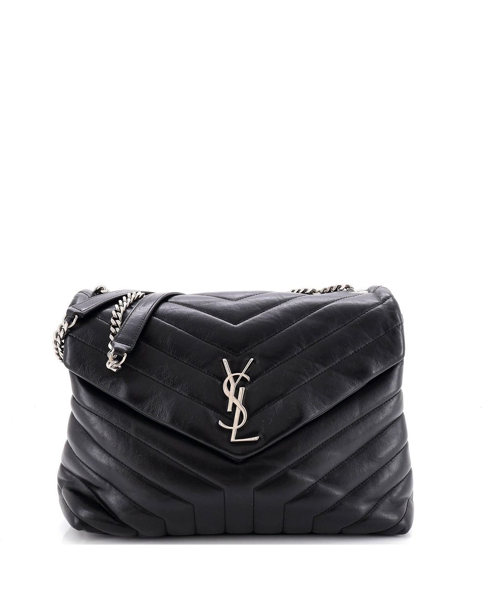 Б/у средняя сумка Saint Laurent Medium Loulou через плечо из стеганой кожи с ромбовидным узором