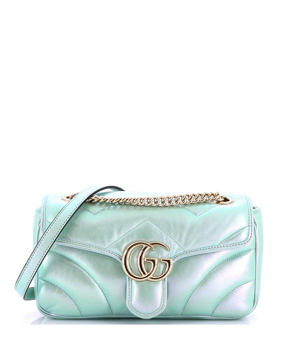 Pre-Owned Gucci маленькая сумка GG Marmont Flap с косым узором из иридисцентной кожи