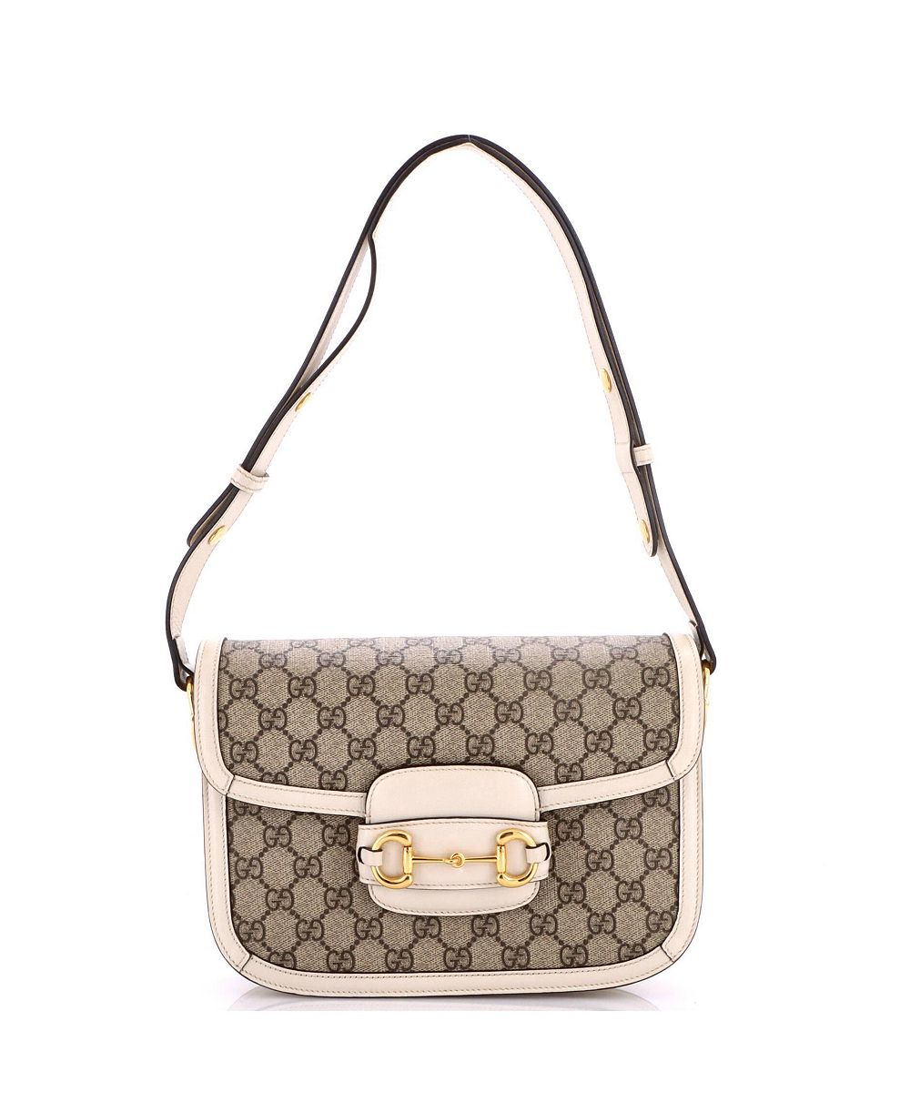 Pre-Owned Gucci Small Horsebit 1955 Shoulder Bag GG Coated Canvas with Leather