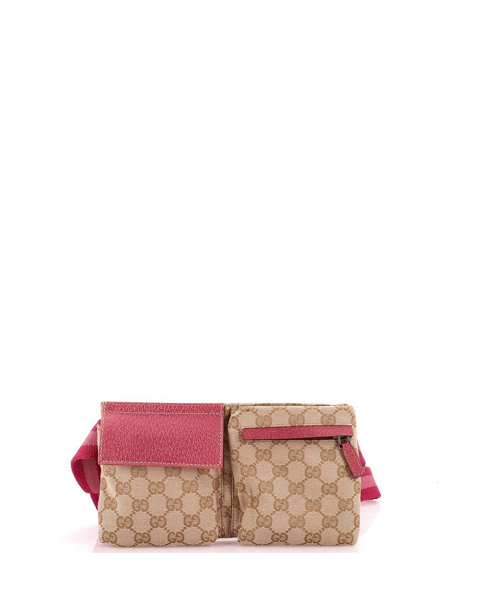 Pre-Owned Gucci маленькая винтажная сумка-двойной ремень GG canvas с кожей