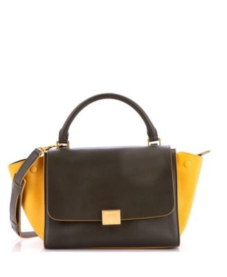 Pre-Owned Celine Small Tricolor Trapeze Bag Leather
