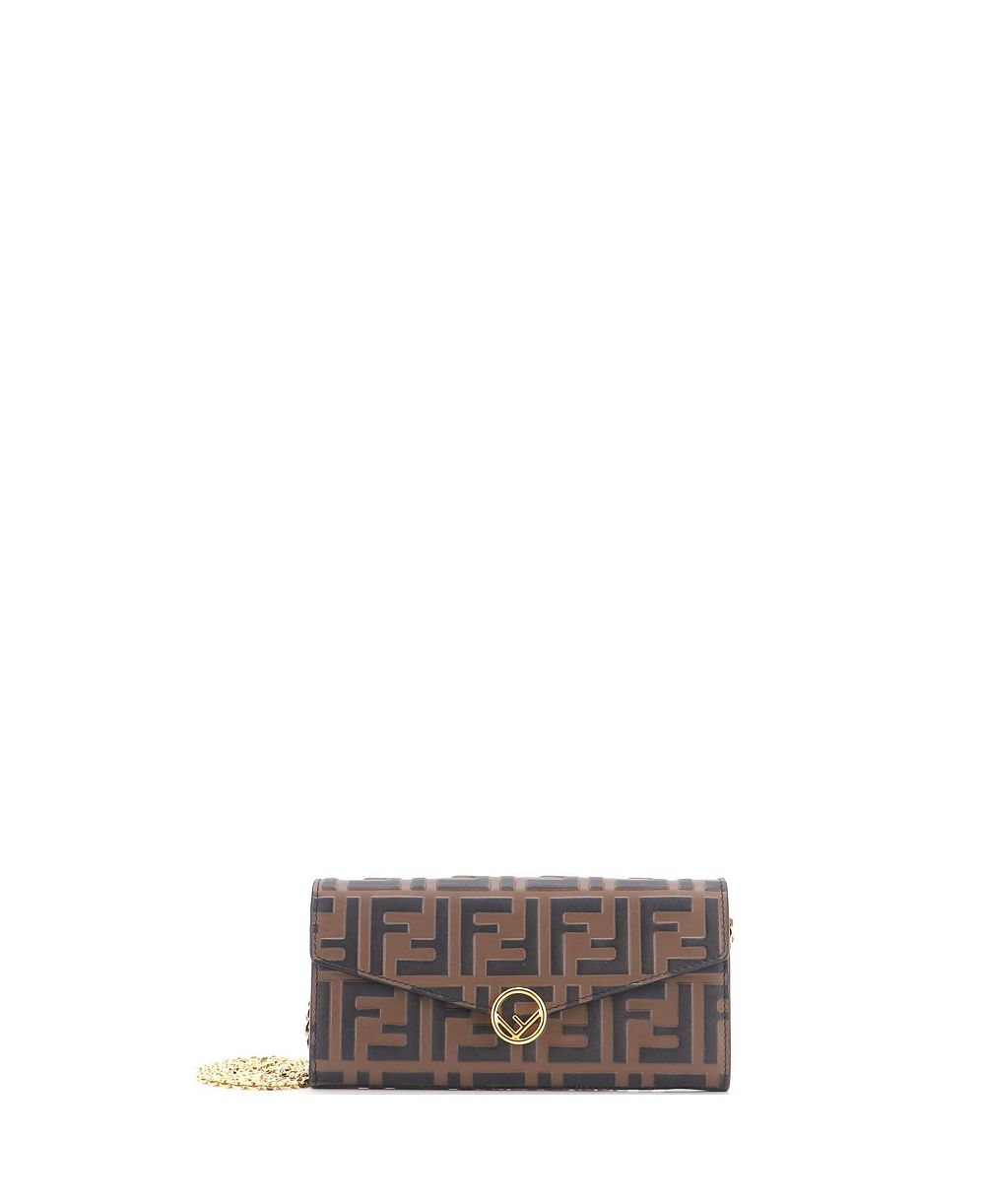 Pre-Owned Fendi длинный кошелек на цепочке F is Fendi из кожи с тиснением Zucca