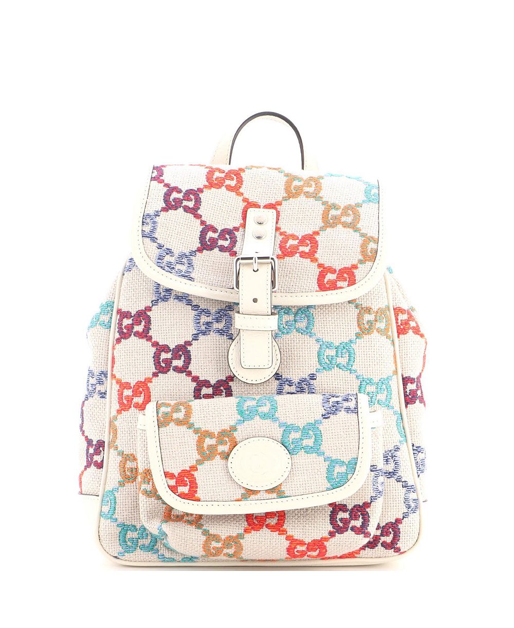 Pre-Owned Gucci Children's Pocket Flap Backpack Multicolor GG Linen