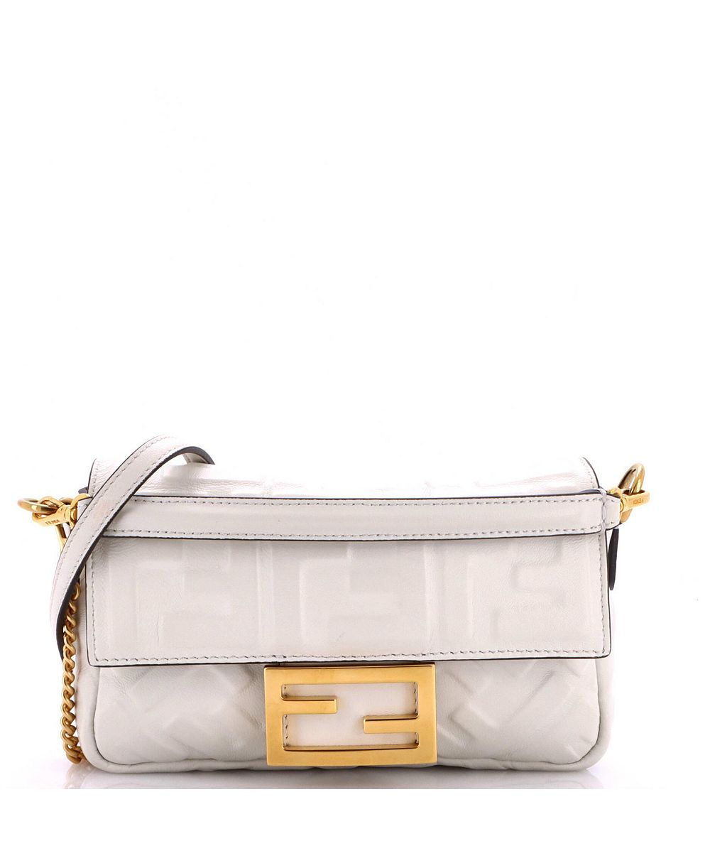 Pre-Owned Fendi Mini Baguette NM Bag Zucca Embossed Leather