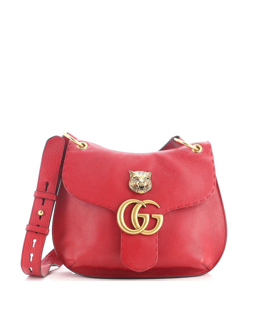 Pre-Owned Gucci средняя кожаная сумка GG Marmont Animalier через плечо