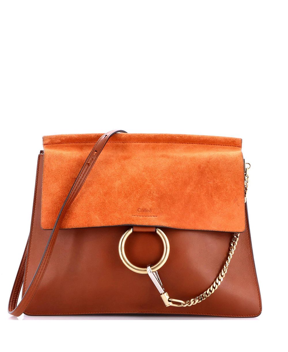 Pre-Owned Chloe Medium Faye Shoulder Bag Leather and Suede