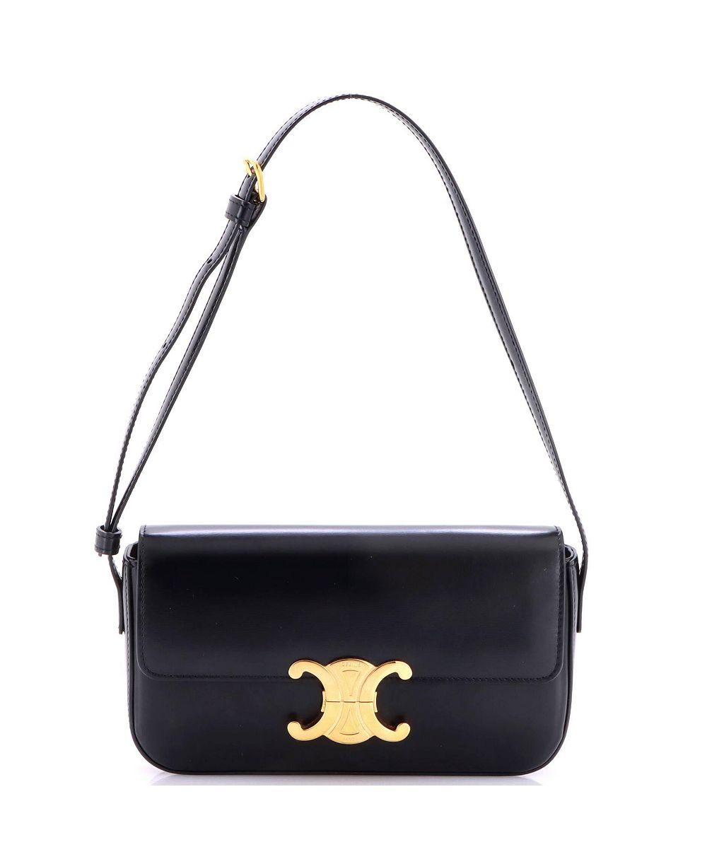 Pre-Owned Celine Triomphe East-West Shoulder Bag Smooth Calfskin