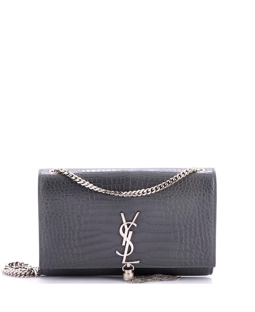 Средняя сумка через плечо Saint Laurent Classic Monogram Tassel с тиснением из кожи, б/у
