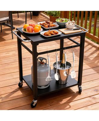 Уличная тележка Streamdale Furniture для гриля с двумя уровнями, колесами с блокировкой и крючками для инструментов
