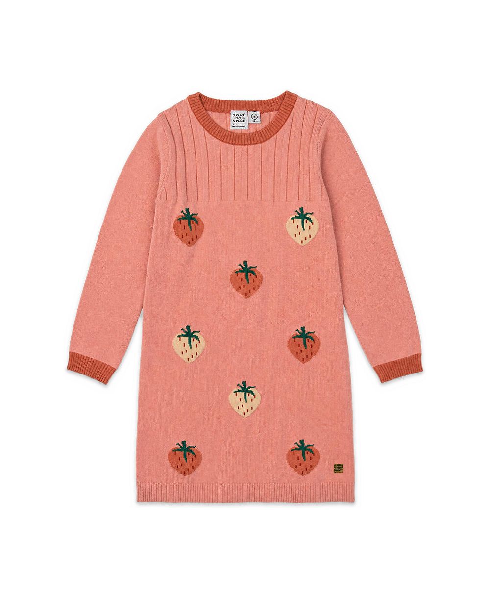 Детское длинное платье-свитер из жаккардовой ткани с принтом клубники и Ivy Kids для девочек 2T-5T с длинным рукавом от Deux par Deux