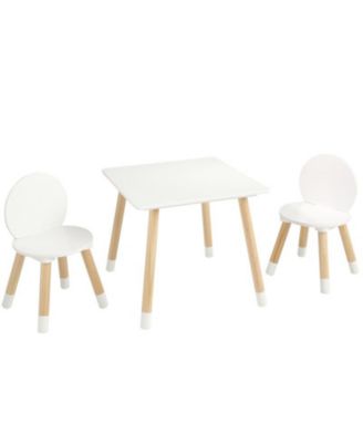 YOBTOP Kids Table and 2 Chairs Set for Art Craft Reading Learning Drawing Classroom Daycare Home - Rounded Edge Design, Graffiti Desktop, Wooden Desk