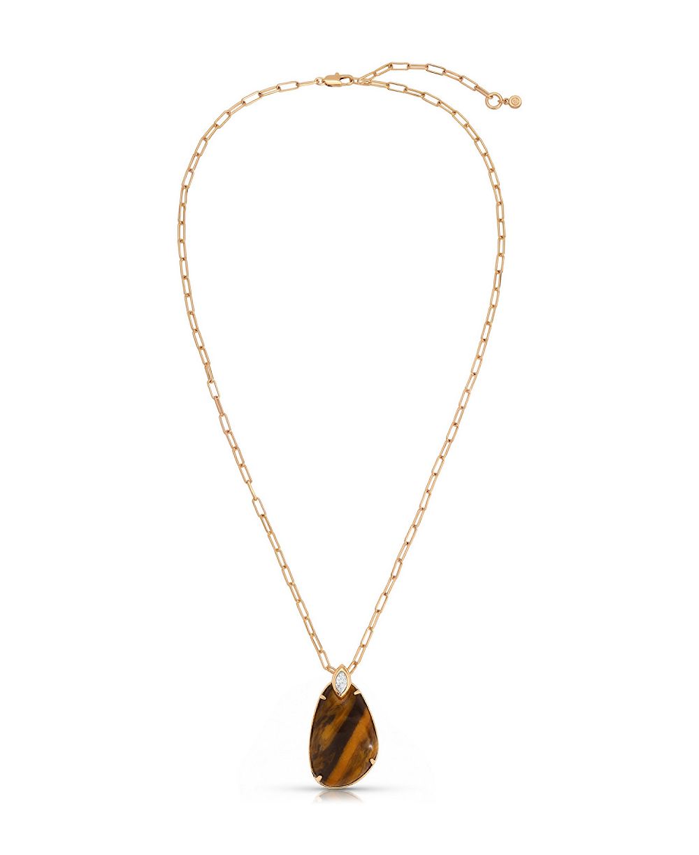 Кулон-ожерелье ETTIKA с камнем, позолота 18k