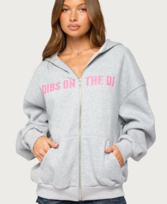 Женская оверсайз толстовка Edikted DJ Lover с капюшоном и молнией из флиса