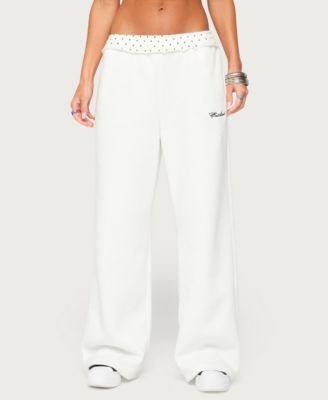 Edikted Women's Deila Polka-Dot Wide-Leg Sweatpants