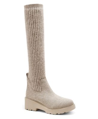 VIVAIA Women's Eduarda Round-Toe Knee-High Wool Wedge Boots