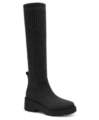 VIVAIA Women's Eduarda Round-Toe Knee-High Wool Wedge Boots