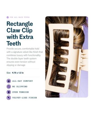 Gimme Beauty XL Rectangle Double Teeth Claw Clip  Extra-Large Accessory for Strong Hold  Perfect for Long, Thick, Curly Hair