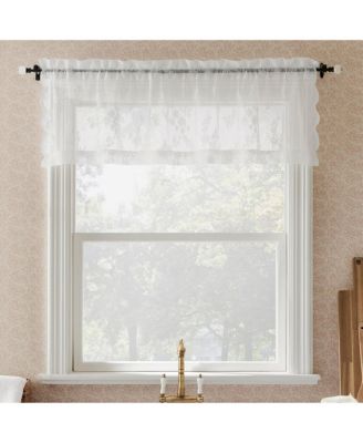 No. 918 Lillemor Vintage Floral Lace Sheer Rod Pocket Kitchen Curtain Valance