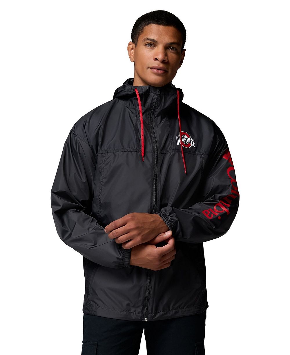 Columbia Men's Black Ohio State Buckeyes Flash Challenger II Full-Zip Hooded Windbreaker