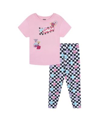 Monster Jam Toddler Girls' 2T-5T Sparkle Smash Graphic Short-Sleeve Crew Neck T-Shirt and Leggings, 2-Piece Set