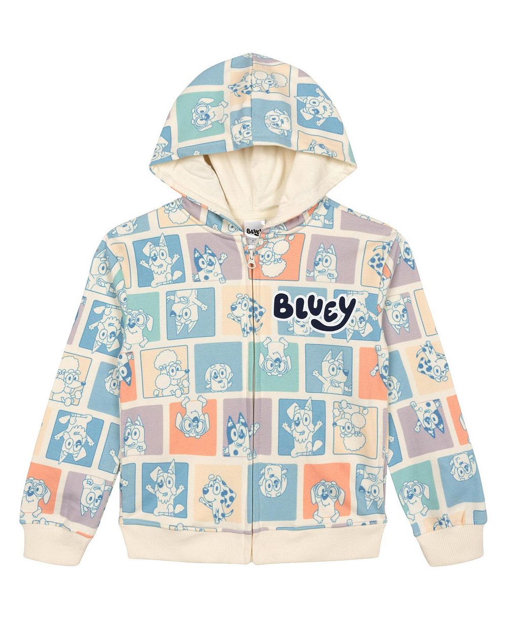 Bluey Мужской флисовый худи на молнии для мальчиков, возраст 2T-12