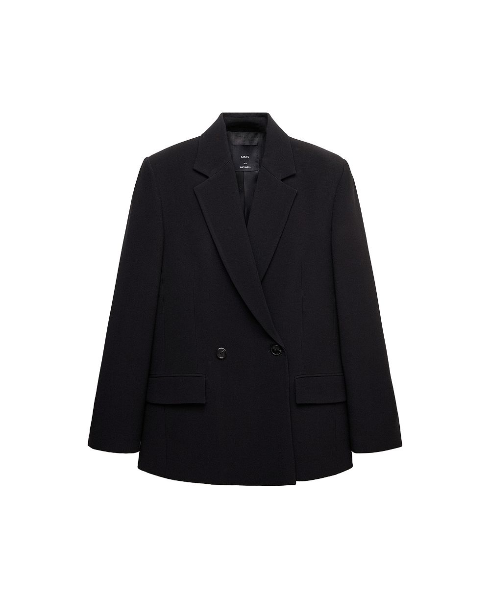 MANGO Women's Selection Double-Breasted Fitted V-Neck Blazer